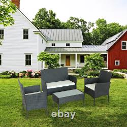 Black 4PC Rattan Garden Furniture Set Outdoor Patio Conservatory Sofa Arm Chairs