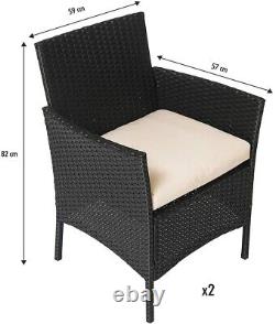 Black 4pc Slim Rattan Garden Furniture Outdoor Dining Sofa Table Chairs Set New