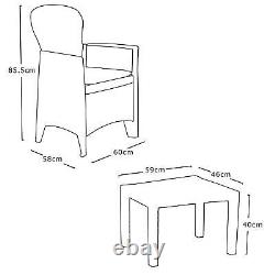 Black Bistro Set Garden Furniture Tables Armchairs Plastic Rattan Patio Chairs