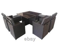 Black CUBE RATTAN GARDEN FURNITURE SET CHAIRS TABLE OUTDOOR PATIO 8 SEATER