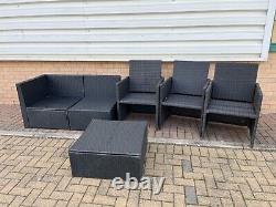 Black Grey Corner Modular Rattan Weave Sofa Garden Furniture & 3 Cube Chairs