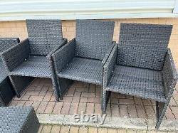 Black Grey Corner Modular Rattan Weave Sofa Garden Furniture & 3 Cube Chairs