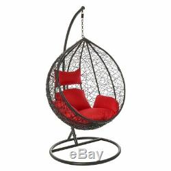 Black Hanging Swinging Egg Chair Garden Rattan Furniture Outdoor Seat Wido