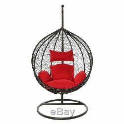 Black Hanging Swinging Egg Chair Garden Rattan Furniture Outdoor Seat Wido