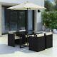 Black Rattan 6 Piece Garden Furniture Dining Set/outdoor Patio Set