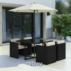 Black Rattan 6 Piece Garden Furniture Dining Set/Outdoor Patio Set