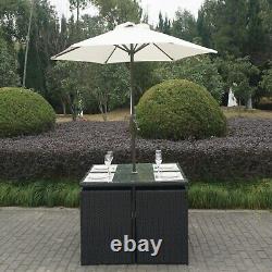 Black Rattan 6 Piece Garden Furniture Dining Set/Outdoor Patio Set