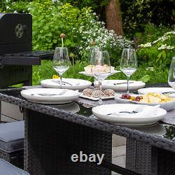 Black Rattan Garden Corner Furniture Set Outdoor 9 Seater Sofa Table Stool Patio