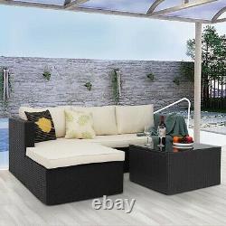 Black Rattan Garden Corner Sofa Furniture Set Table Relaxer Easy Set Up