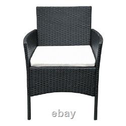 Black Rattan Garden Furniture 4 piece Set Chair Sofa Table Waterpool Patio