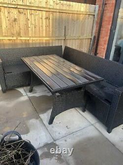 Black Rattan Garden Furniture Set 6-Seater