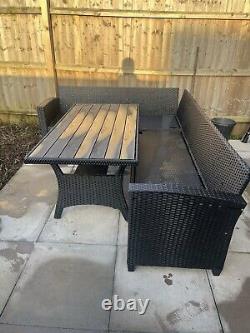 Black Rattan Garden Furniture Set 6-Seater