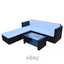 Black Rattan Outdoor Garden Corner Sofa Set Lounger Table Patio Furniture 5 Seat