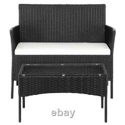 Black Rattan Outdoor Garden Furniture Set 4 Piece Chairs Sofa Table Patio Set UK