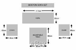 Boston Sofa Set with Height Adjustable Table Grey Rattan Weave Garden Furniture