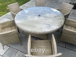 Bramblecrest Rattan Garden Furniture Set Table & 6 Chairs Vgc