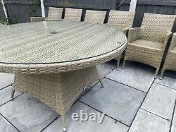 Bramblecrest Rattan Garden Furniture Set Table & 6 Chairs Vgc