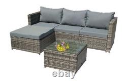 Brand New 4 Seater Rattan Garden Corner Sofa And Drinks Table Patio Furniture Se