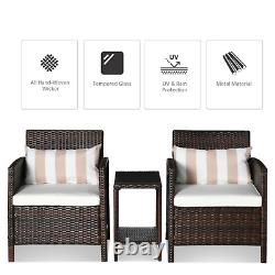 Brown Outdoor Rattan Furniture Sofa Set Garden Patio Armchairs Table Cushion Set