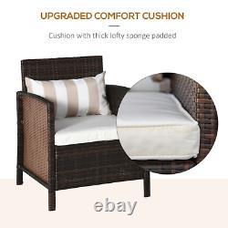 Brown Outdoor Rattan Furniture Sofa Set Garden Patio Armchairs Table Cushion Set