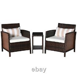 Brown Outdoor Rattan Furniture Sofa Set Garden Patio Armchairs Table Cushion Set