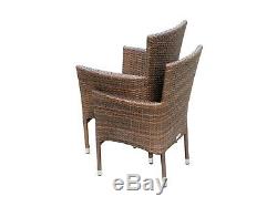 Brown Rattan Dining Set 5 PC 4 Seat Outdoor Patio Garden Table Chairs Furniture