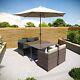 Brown Rattan Garden Dining Set 4 Seater With Table And Parasol