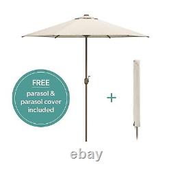 Brown Rattan Garden Dining Set 4 Seater with Table and Parasol