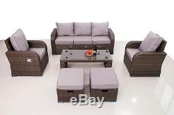 Brown Rattan Garden Furniture Patio Sofa Chair Set Conservatory