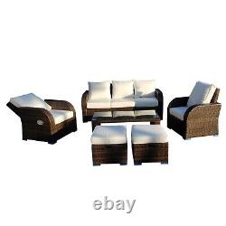 Brown Rattan Garden Furniture Patio Sofa Chair Set Conservatory Alfresco