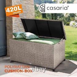 CASARIA Garden Furniture Storage Box Rattan Storage Box With Lid 400L Cream