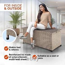 CASARIA Garden Furniture Storage Box Rattan Storage Box With Lid 400L Cream