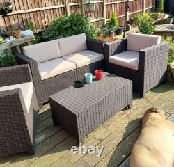 CHRISTOPHER KNIGHT Rattan Garden Furniture Set Sofa 2 Chairs And A Table