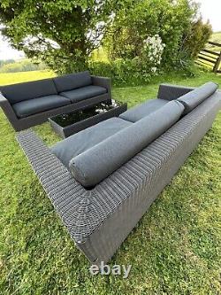 Cane-line Rattan Lounge Sofas X 2 & Table Garden Furniture Sold At 8k+