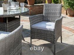Casa Rattan' Grey Round 4 Seater Outdoor Garden Furniture Dining Table Set
