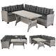 Casaria Polyrattan Garden Furniture Corner Dining Table Bench Set Wpc Top Grey