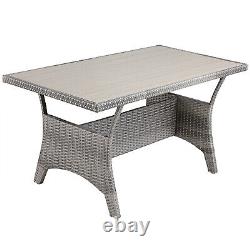 Casaria PolyRattan Garden Furniture Corner Dining Table Bench Set WPC Top Grey