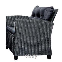 Charcoal Rattan Garden Furniture 4 piece Sofa Set 2 Chairs Coffee Table Cushions