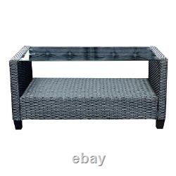 Charcoal Rattan Garden Furniture 4 piece Sofa Set 2 Chairs Coffee Table Cushions