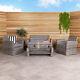 Charles Bentley Deluxe Modern 4 Piece Rattan Garden Patio Furniture Set Grey