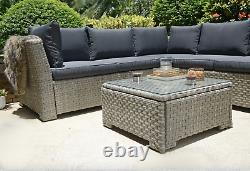 Chester Rattan Garden Furniture Corner Lounge Set, Grey Cushion RRP £899.00