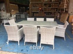 Clearance Garden Furniture 8 Seat Rectangle Set Stone Grey