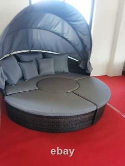 Clearance Rattan Sun Outdoor Garden Furniture Day Bed Sofa Lounger Canopy