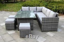 Conservatory Barcelona range Rattan garden furniture set 9 seater dining set