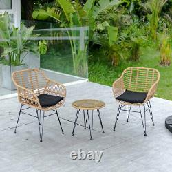 Conversation Wicker Rattan Coffee Set with Chairs Patio Garden Outdoor Furniture