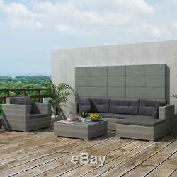 Corner Garden Sofa Lounge Set Poly Rattan Outdoor Furniture Dining Table 17 PCS