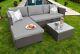 Corner Modular Rattan Garden Furniture Set Ottoman Sofa, Dark Grey Free Cover
