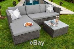 Corner Modular Rattan Garden Furniture Set Ottoman Sofa, Dark Grey FREE COVER