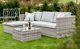 Corner Modular Rattan Garden Furniture Set Ottoman Sofa, Light Grey Free Cover