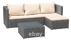 Corner Rattan Garden Furniture 3PC Patio Sofa Set L Shaped 3PIECE Outdoor Bistro